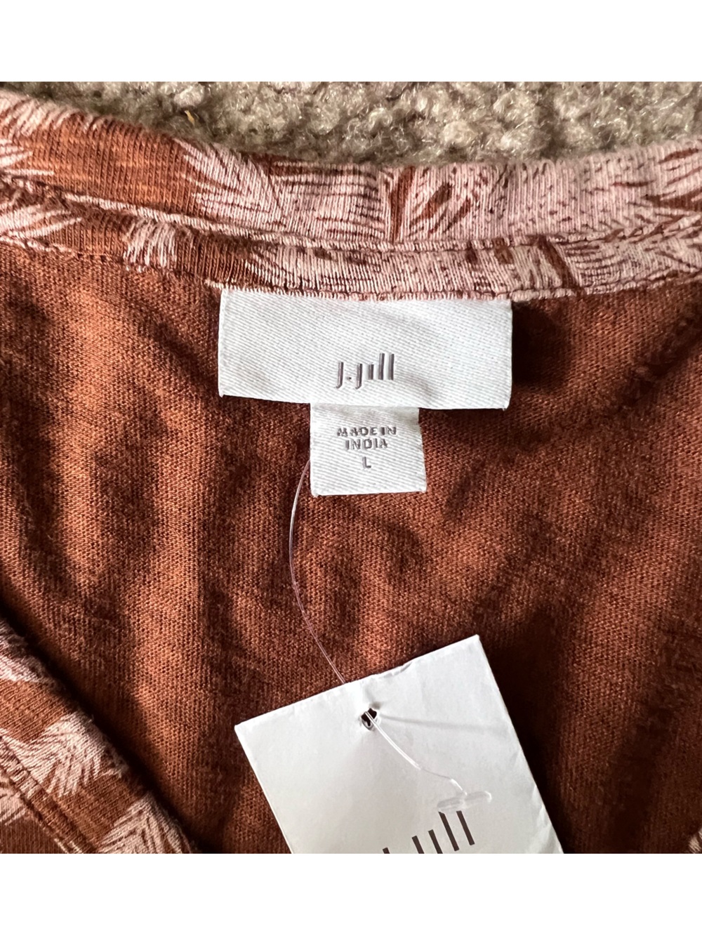 NWT J. Jill Seamed V-Neck Palm Print Tank Dress in Auburn Skies Sz L - Picture 4 of 9